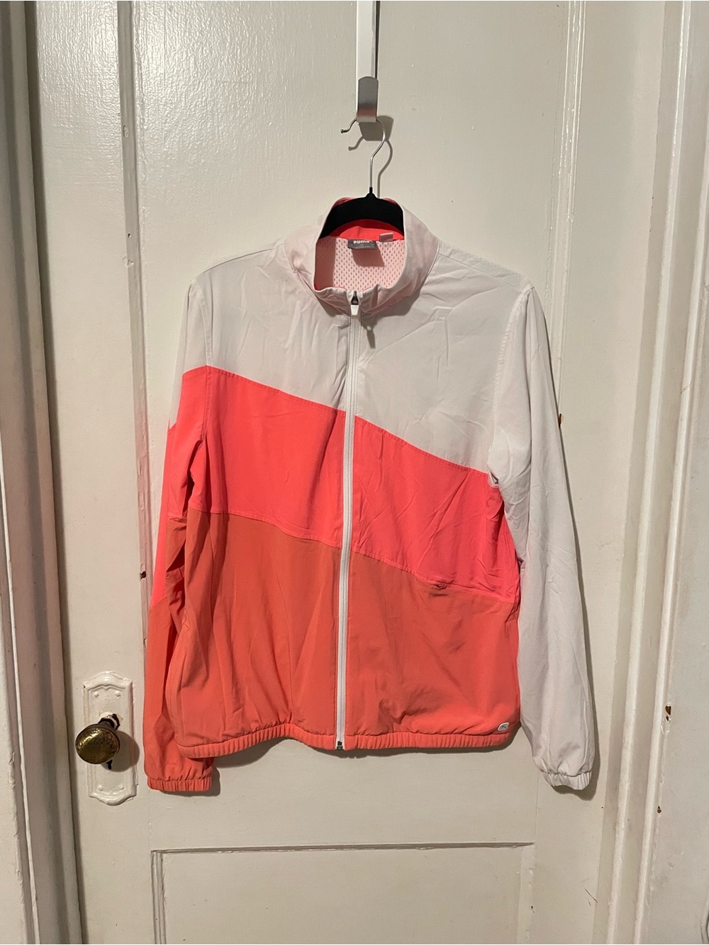 Puma White, Coral & Salmon Colorblock Bomber Jacket